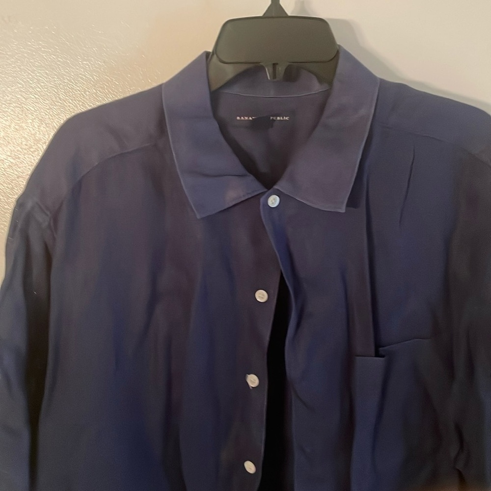 Banana Republic NavyBlue linen short sleeve shirt XL